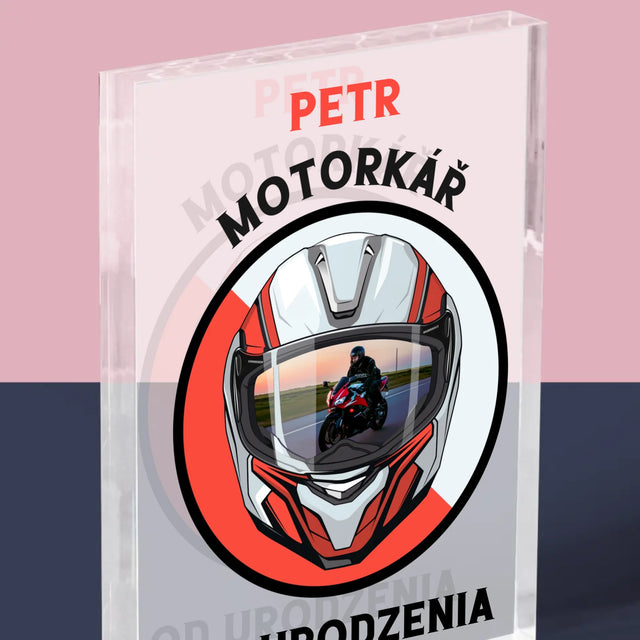 Fotka A Textem: Motorkář Od Narození - Akrylový Blok