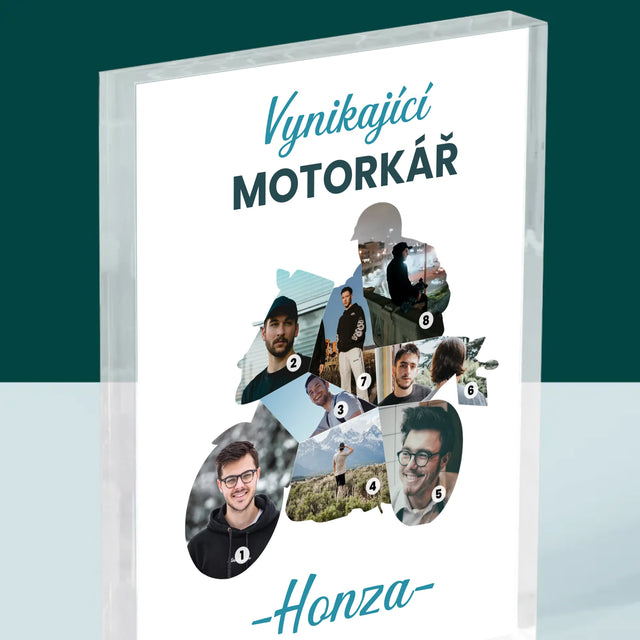 Tvar Z Fotek: Vynikající Motorkář - Akrylový Blok