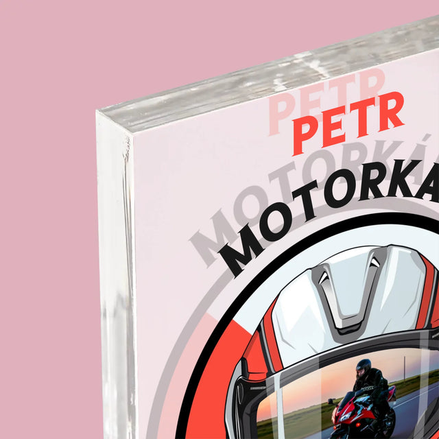 Fotka A Textem: Motorkář Od Narození - Akrylový Blok