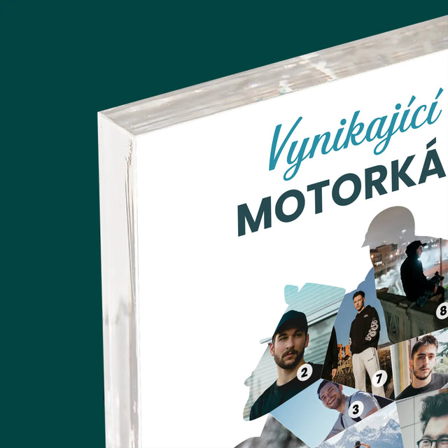 Tvar Z Fotek: Vynikající Motorkář - Akrylový Blok