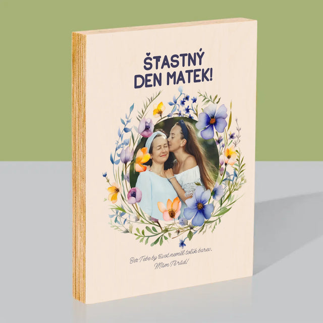 Fotka A Textem: Šťastný Den Matek - Tisk Na Dřevo