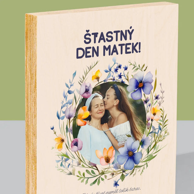 Fotka A Textem: Šťastný Den Matek - Tisk Na Dřevo