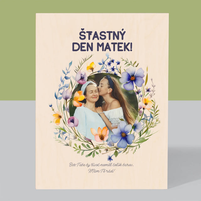 Fotka A Textem: Šťastný Den Matek - Tisk Na Dřevo