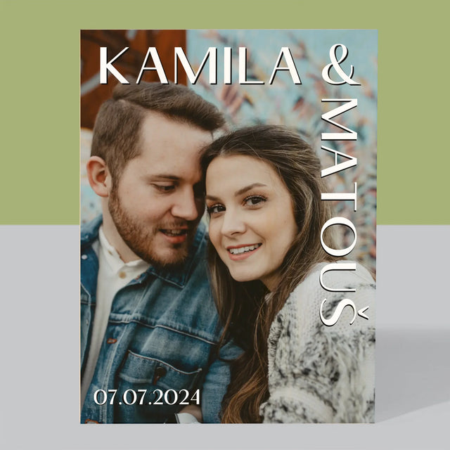 Fotka A Textem: Jména Svatba - Tisk Na Dřevo