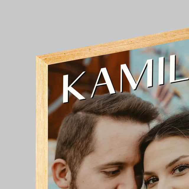 Fotka A Textem: Jména Svatba - Tisk Na Dřevo