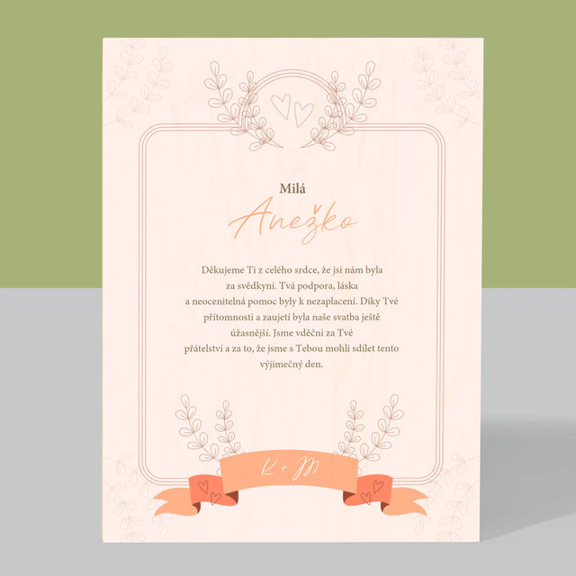 Jméno A Nápis: Poděkování Pro Svědkyni - Tisk Na Dřevo