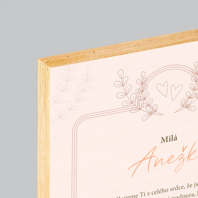 Jméno A Nápis: Poděkování Pro Svědkyni - Tisk Na Dřevo