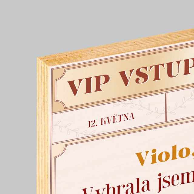 Jméno A Nápis: Vip Vstupenky Svědkyně - Tisk Na Dřevo