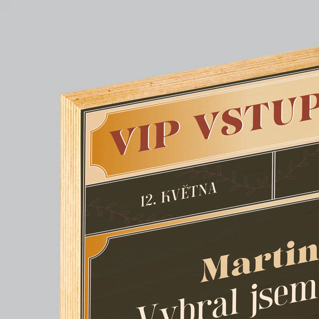 Jméno A Nápis: Vip Vstupenky Svědek - Tisk Na Dřevo