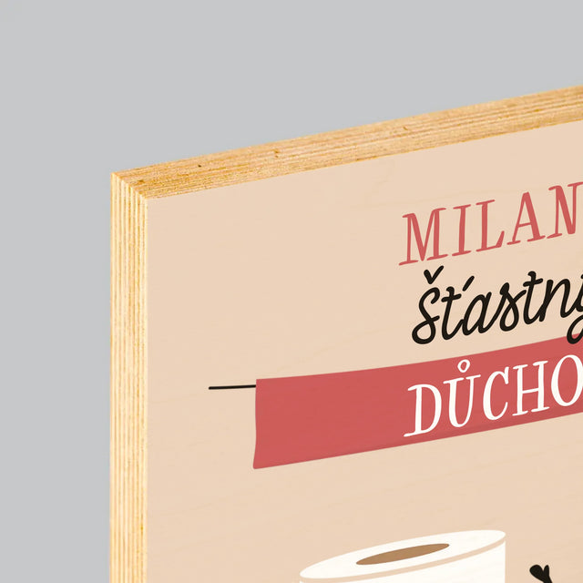 Jméno A Nápis: Šťastný Důchod - Tisk Na Dřevo