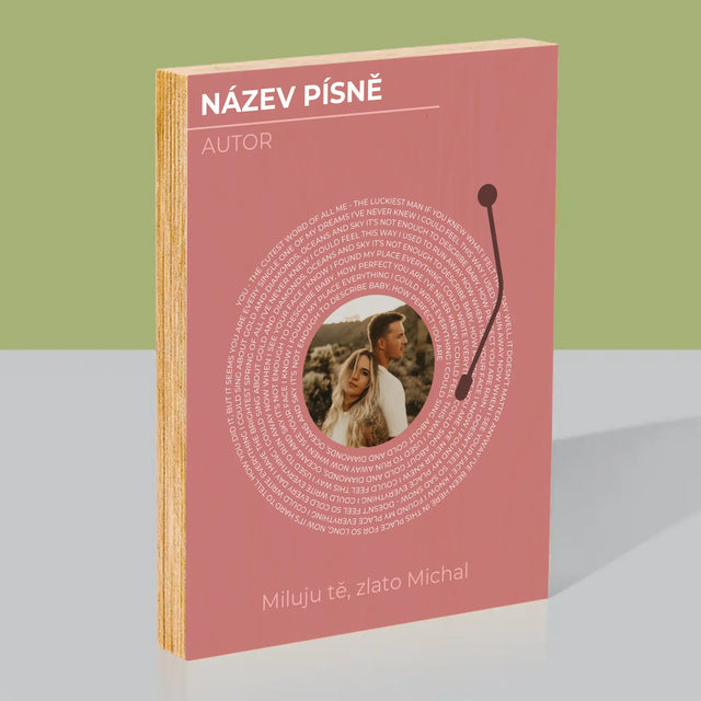 Fotka A Textem: Naše Píseň Na Lp - Tisk Na Dřevo