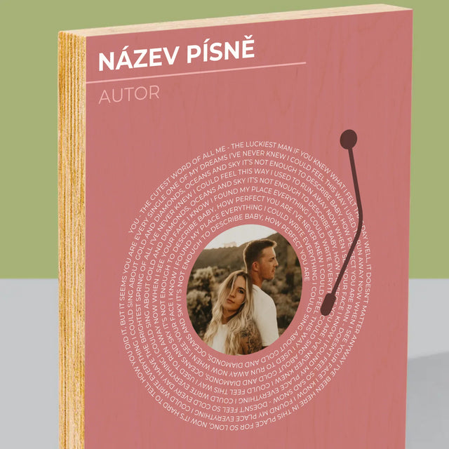 Fotka A Textem: Naše Píseň Na Lp - Tisk Na Dřevo