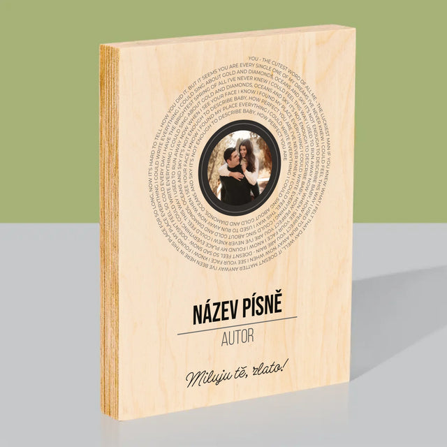 Fotka A Textem: Text Písně Na Albu - Tisk Na Dřevo