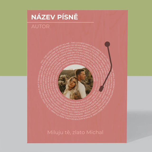 Fotka A Textem: Naše Píseň Na Lp - Tisk Na Dřevo