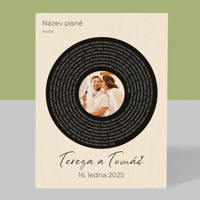 Fotka A Textem: Text Písně S Vaší Fotkou - Tisk Na Dřevo