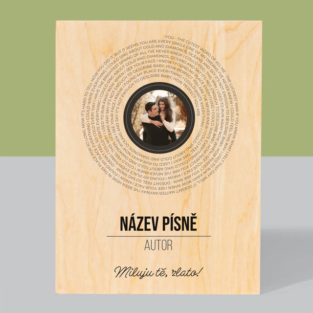 Fotka A Textem: Text Písně Na Albu - Tisk Na Dřevo