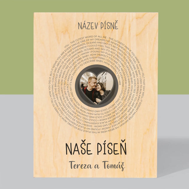 Fotka A Textem: Naše Píseň - Tisk Na Dřevo