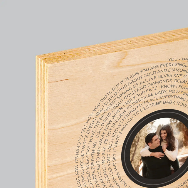 Fotka A Textem: Text Písně Na Albu - Tisk Na Dřevo