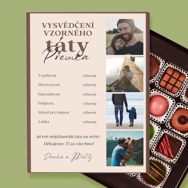Fotokoláž: Vysvědčení Vzorné Táty - Pralinky