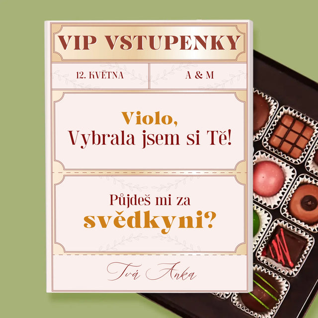 Jméno A Nápis: Vip Vstupenky Svědkyně - Pralinky