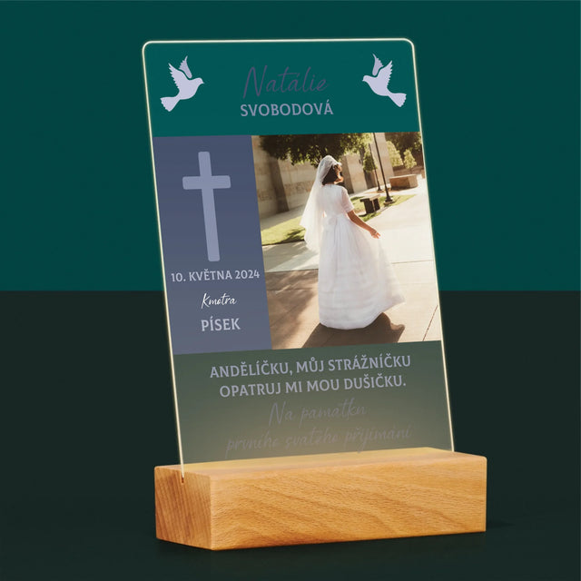 Fotka A Textem: Andělíčku Přijímání - Tisk Na Akrylovém Skle