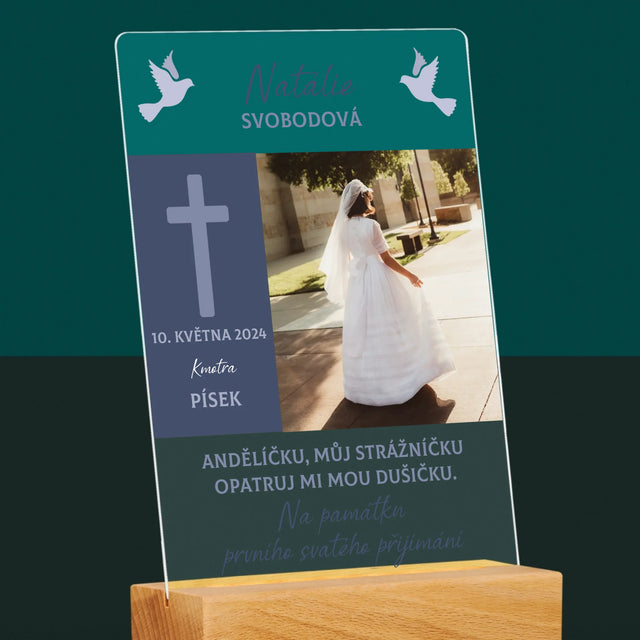 Fotka A Textem: Andělíčku Přijímání - Tisk Na Akrylovém Skle