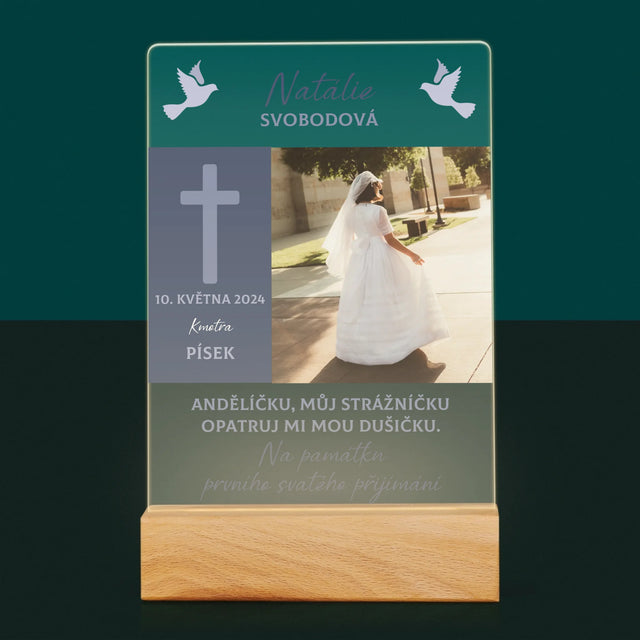 Fotka A Textem: Andělíčku Přijímání - Tisk Na Akrylovém Skle