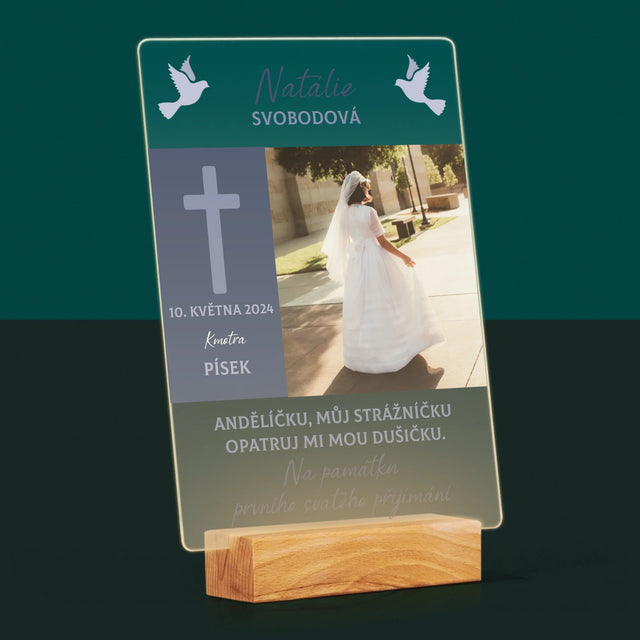 Fotka A Textem: Andělíčku Přijímání - Tisk Na Akrylovém Skle