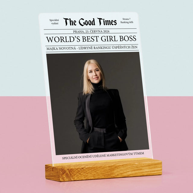 Obálka Časopisu: World’S Best Girl Boss - Tisk Na Akrylovém Skle