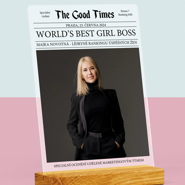 Obálka Časopisu: World’S Best Girl Boss - Tisk Na Akrylovém Skle