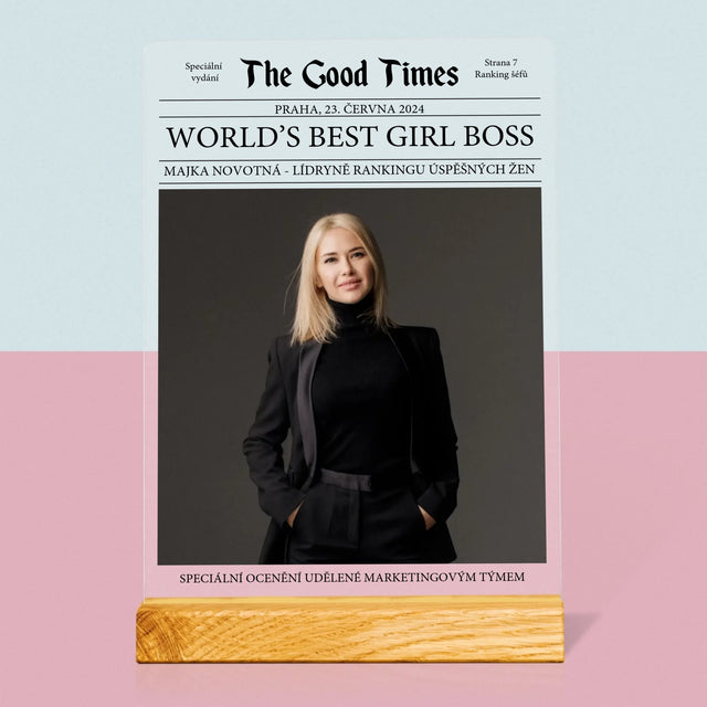 Obálka Časopisu: World’S Best Girl Boss - Tisk Na Akrylovém Skle