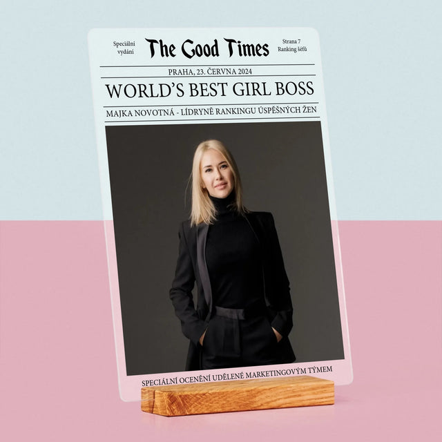 Obálka Časopisu: World’S Best Girl Boss - Tisk Na Akrylovém Skle