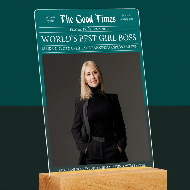 Obálka Časopisu: World’S Best Girl Boss - Tisk Na Akrylovém Skle