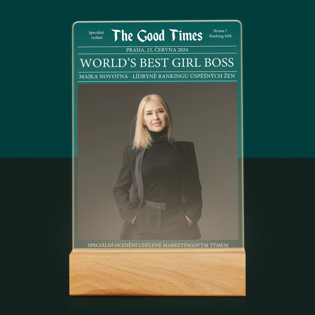 Obálka Časopisu: World’S Best Girl Boss - Tisk Na Akrylovém Skle