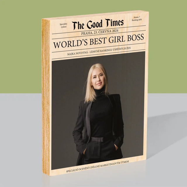 Obálka Časopisu: World’S Best Girl Boss - Tisk Na Dřevo