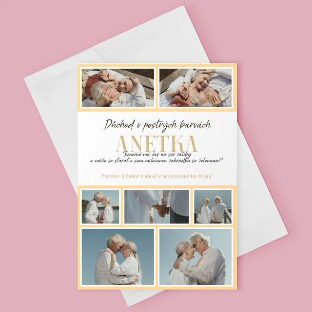 Fotokoláž: Důchod V Pestrých Barvách - Přání