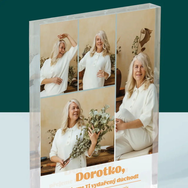 Fotokoláž: Vydařený Důchod - Akrylový Blok