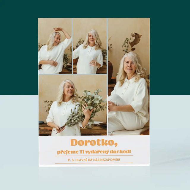 Fotokoláž: Vydařený Důchod - Akrylový Blok