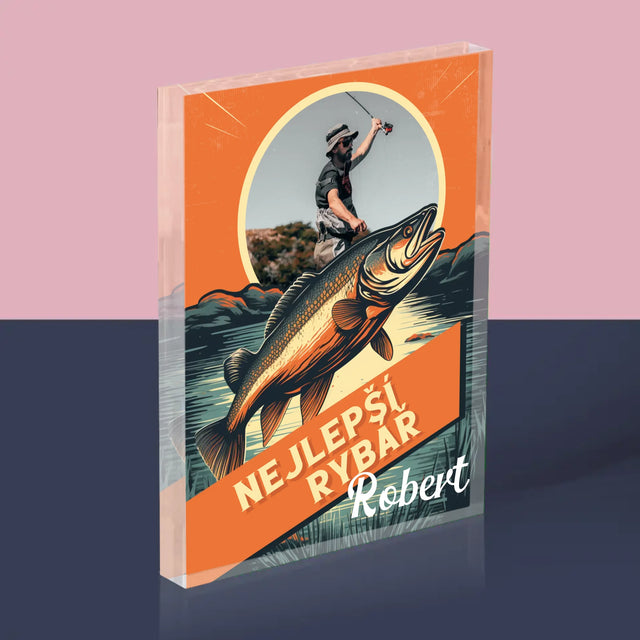 Fotka A Textem: Nejlepší Rybář - Akrylový Blok