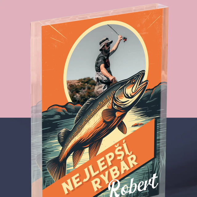 Fotka A Textem: Nejlepší Rybář - Akrylový Blok