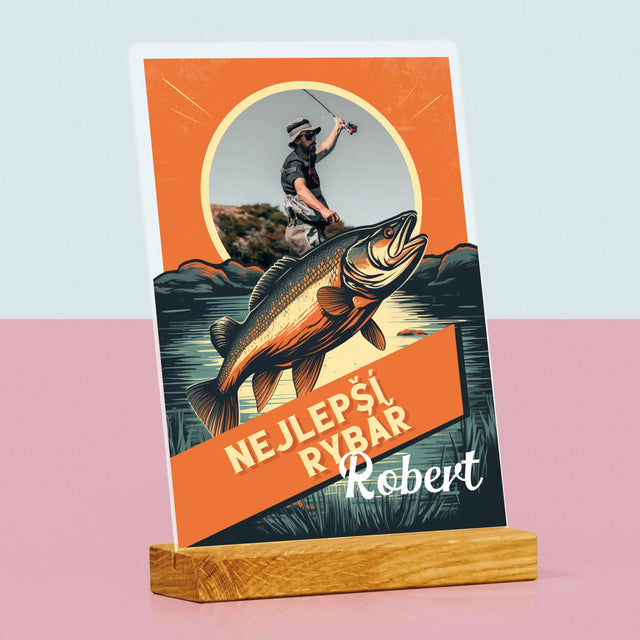 Fotka A Textem: Nejlepší Rybář - Tisk Na Akrylovém Skle