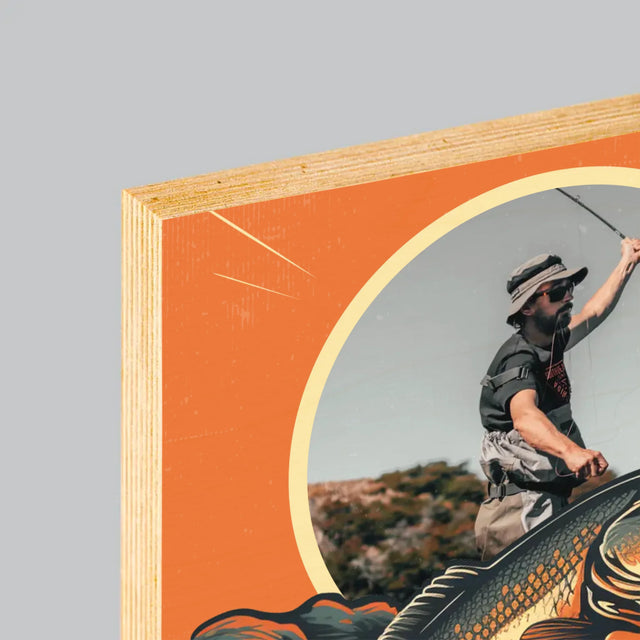 Fotka A Textem: Nejlepší Rybář - Tisk Na Dřevo