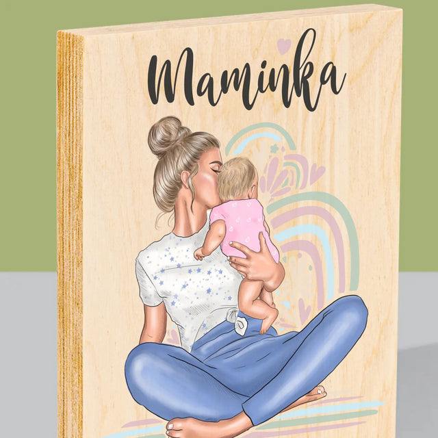 Designér Postav: Mladá Mamina - Tisk Na Dřevo