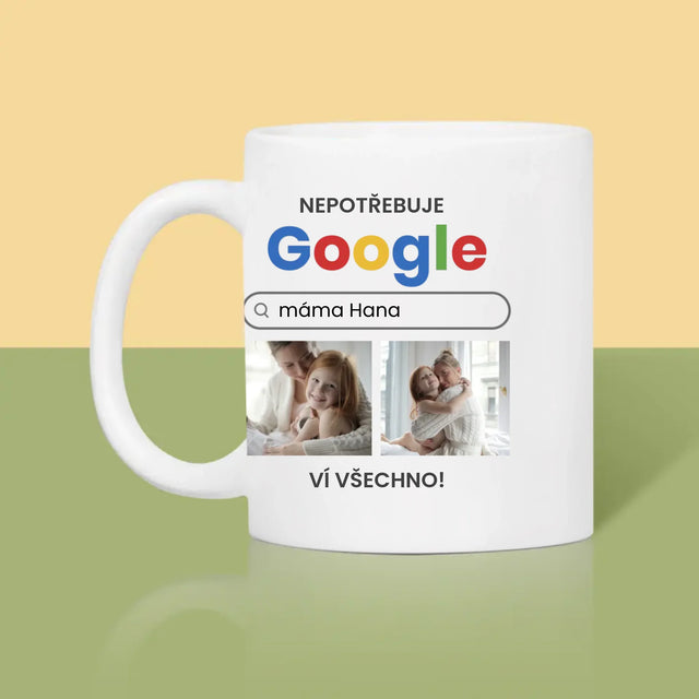 Fotokoláž: Nepotřebuji Google - Hrnek