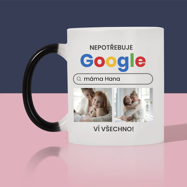 Fotokoláž: Nepotřebuji Google - Hrnek