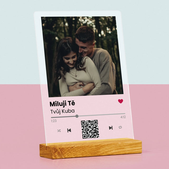 Fotka A Textem: Spotify S Kódem Qr - Tisk Na Akrylovém Skle