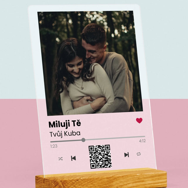 Fotka A Textem: Spotify S Kódem Qr - Tisk Na Akrylovém Skle