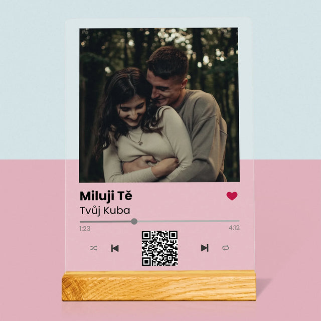 Fotka A Textem: Spotify S Kódem Qr - Tisk Na Akrylovém Skle
