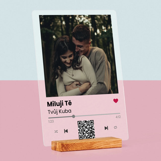 Fotka A Textem: Spotify S Kódem Qr - Tisk Na Akrylovém Skle