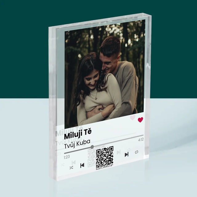 Fotka A Textem: Spotify S Kódem Qr - Akrylový Blok